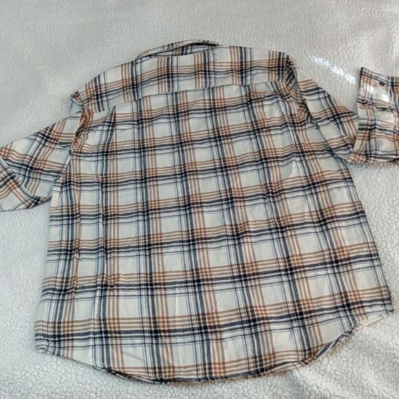 Men's super soft Ivory plaid lightweight flannel by George - Picture 3 of 13